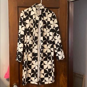 Nine West black and white trench coat small